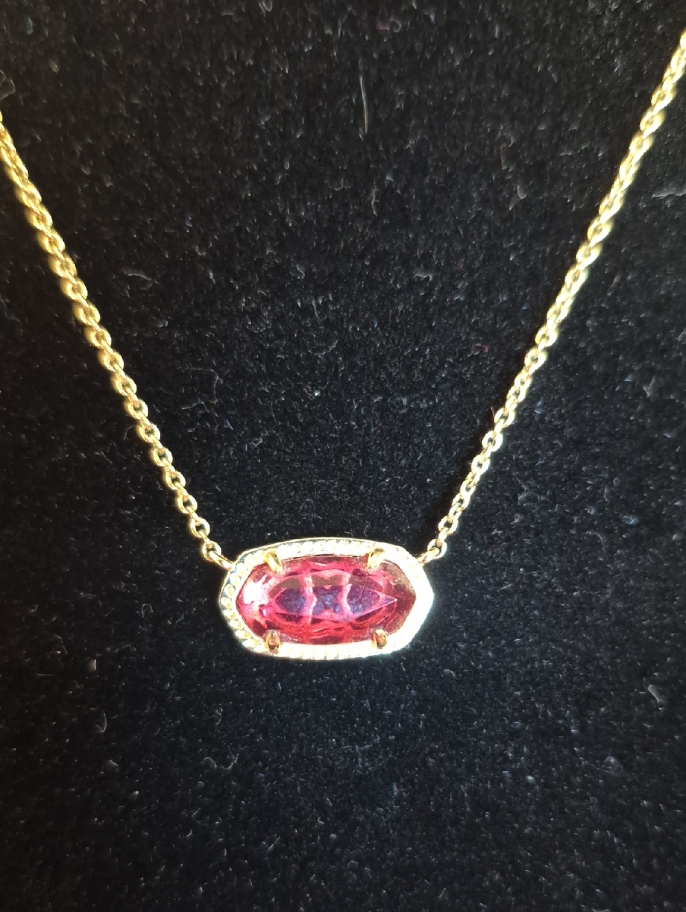 Kendra Scott Gold Necklace with Pink Oval Stone